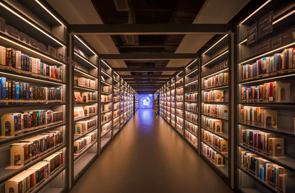 Illuminated Library Path by DonnaHom APA — canvas wall art