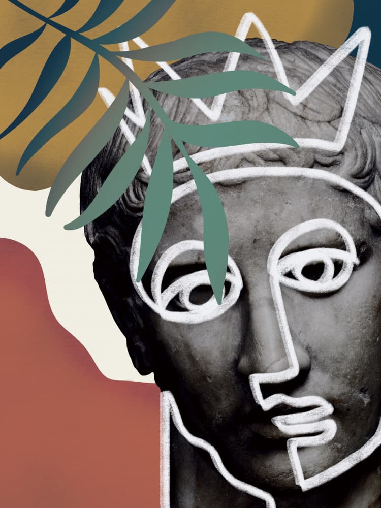 Abstract Crowned Bust by Little Dean — canvas wall art