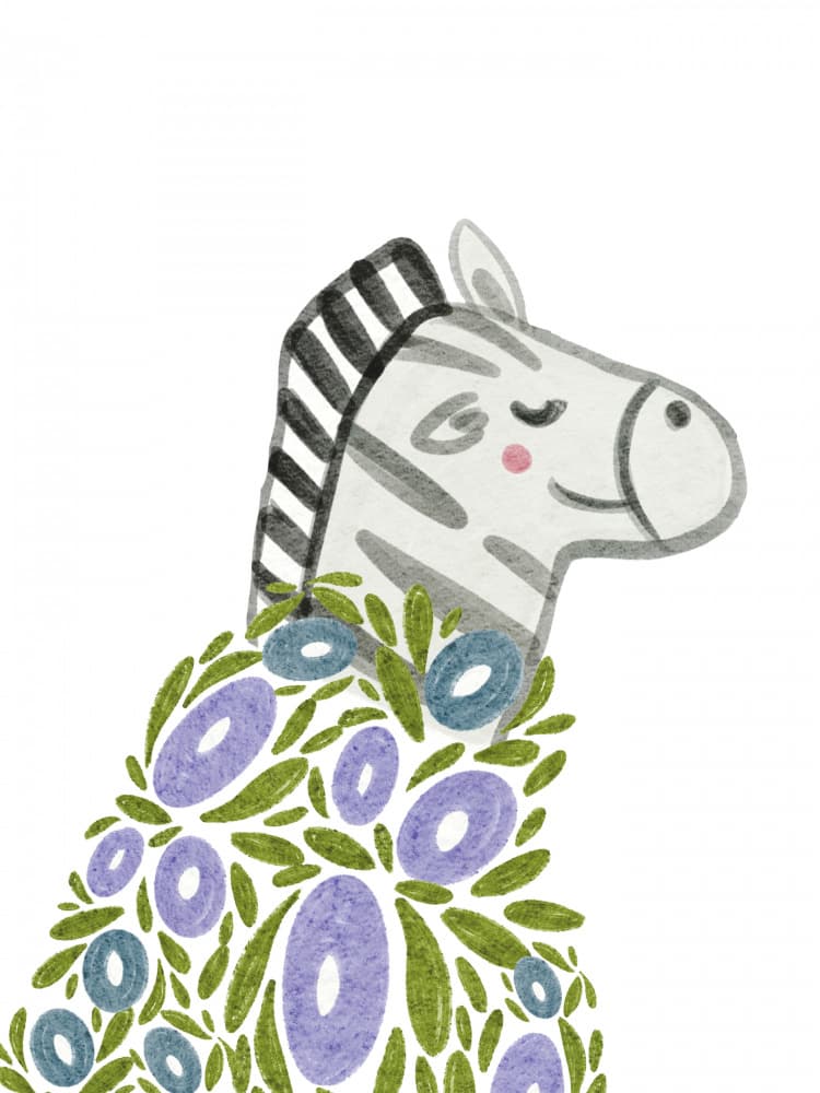 Whimsical Zebra Garden by Nikita Jariwala — canvas wall art