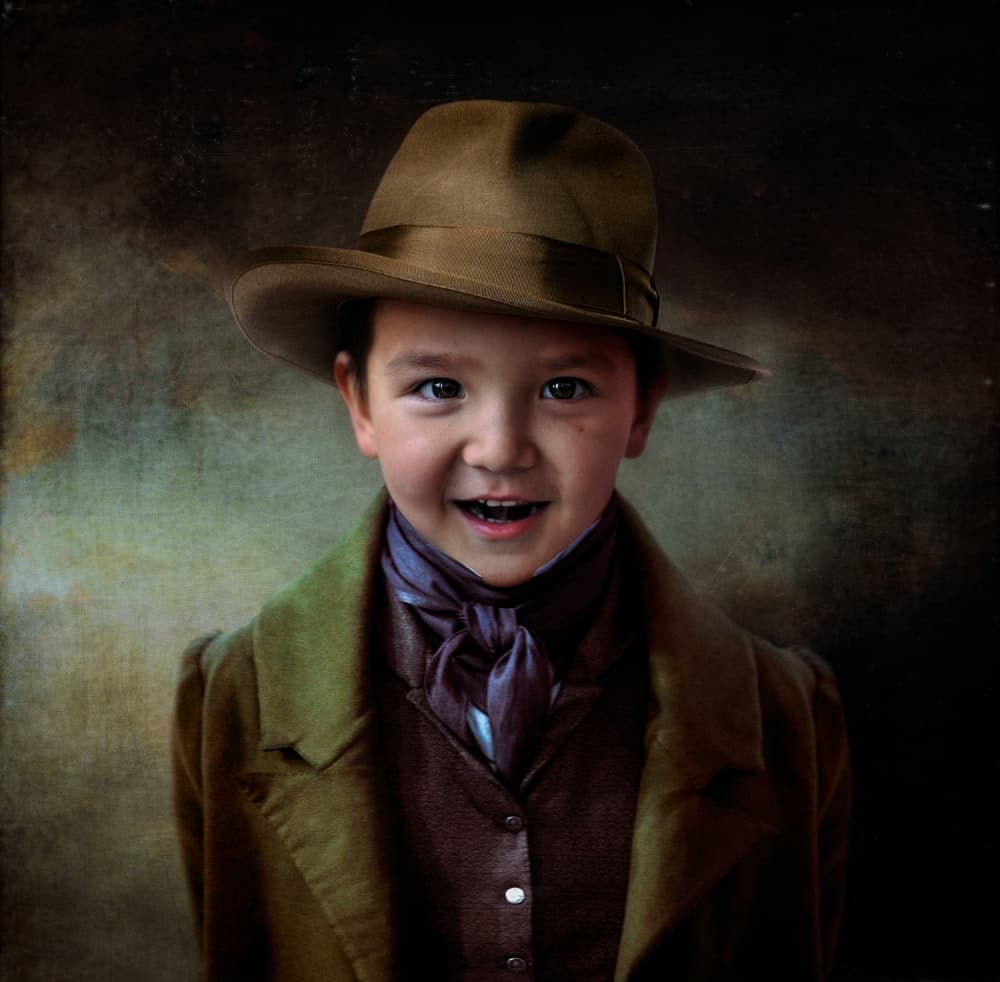 Smiling Boy in Hat by Svetlana Melik-Nubarova — canvas wall art