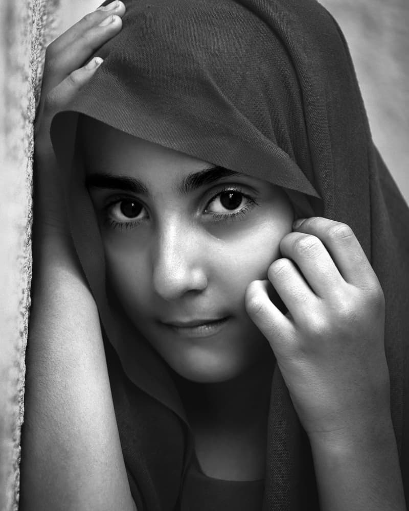 Serene Girl Headscarf by Hazem Swidan — canvas wall art