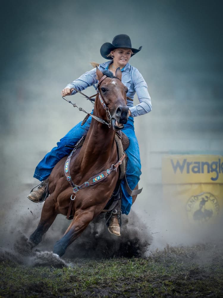 Cowgirl Barrel Racing by Frank Ma — canvas wall art