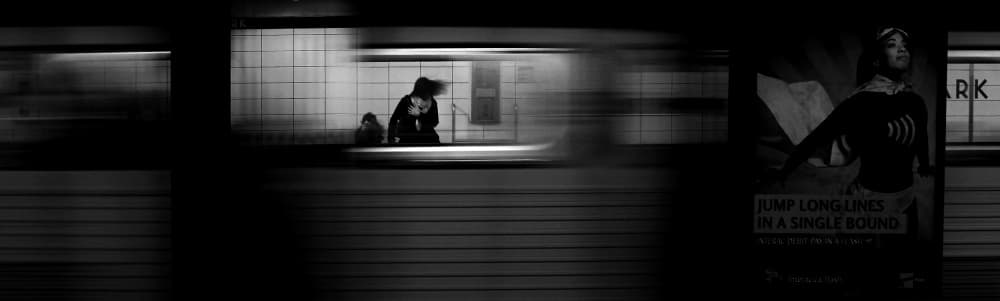 Moody Subway Commute by Jian Wang — canvas wall art