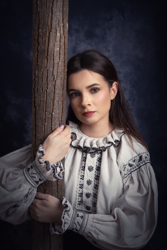 Serene Folk Portrait by Mihai Bogdan R — canvas wall art