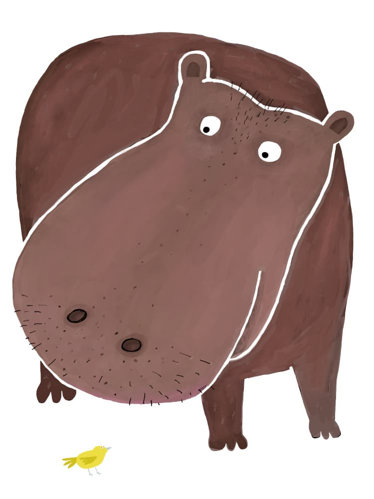 Big Hippo Little Bird by Carla Daly — canvas wall art