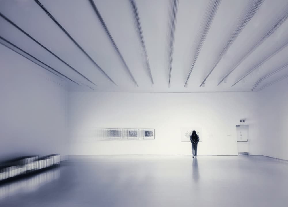 Art Gallery Contemplation by Jasmine Zhang — canvas wall art