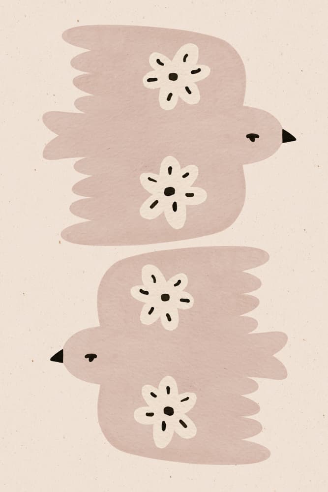 Flowerbirds by Treechild — canvas wall art