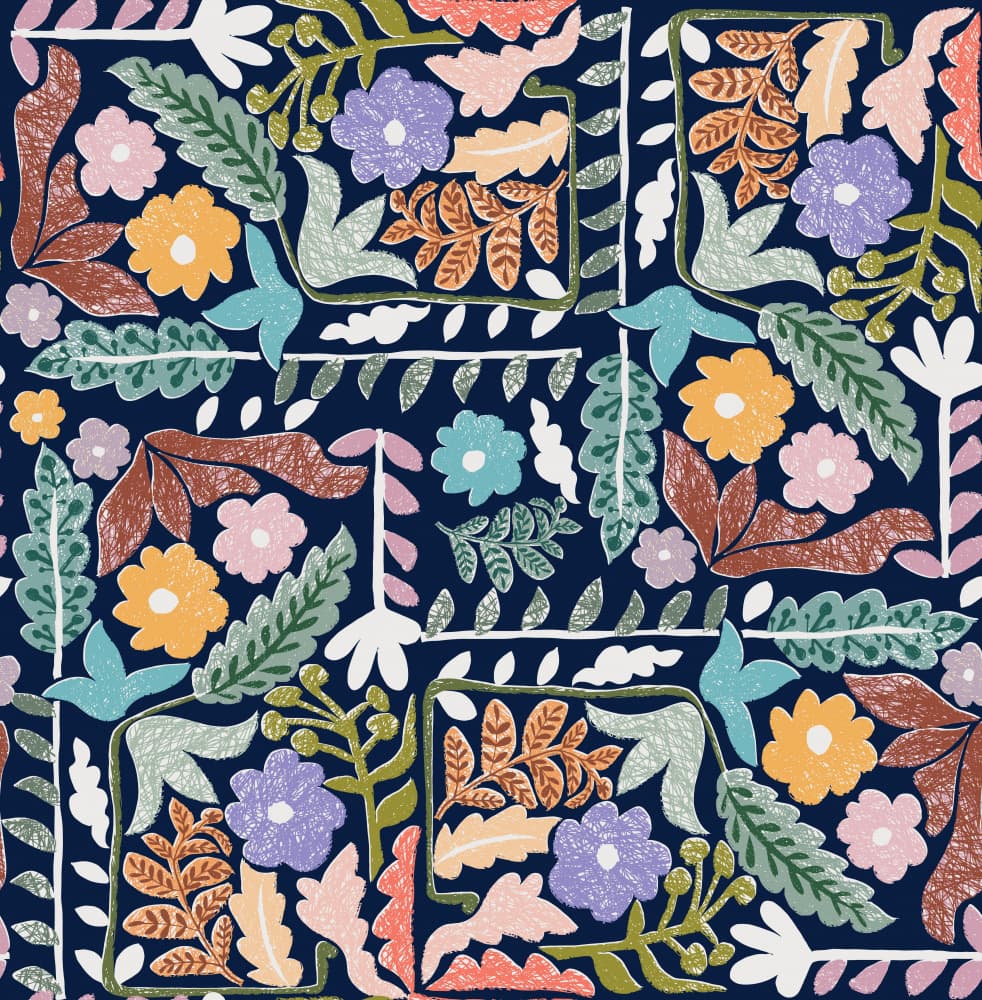 Colorful Botanical Pattern by Annick — canvas wall art