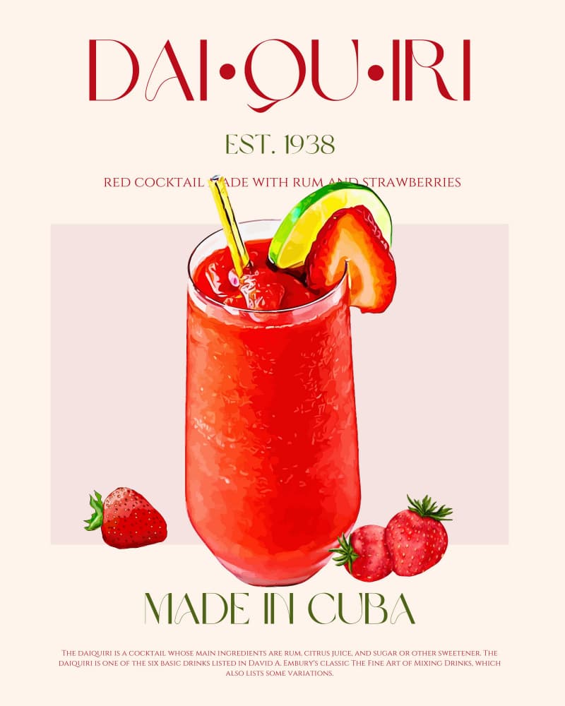 Tropical Strawberry Daiquiri by Nazma Khokhar — canvas wall art