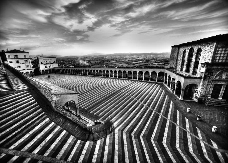 Historic Assisi Plaza by Fulvio Pellegrini — canvas wall art
