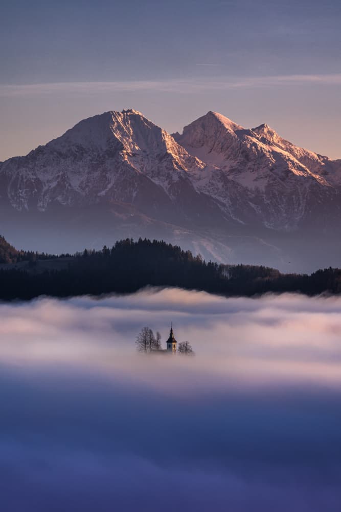 Misty Mountain Church by Bor — canvas wall art