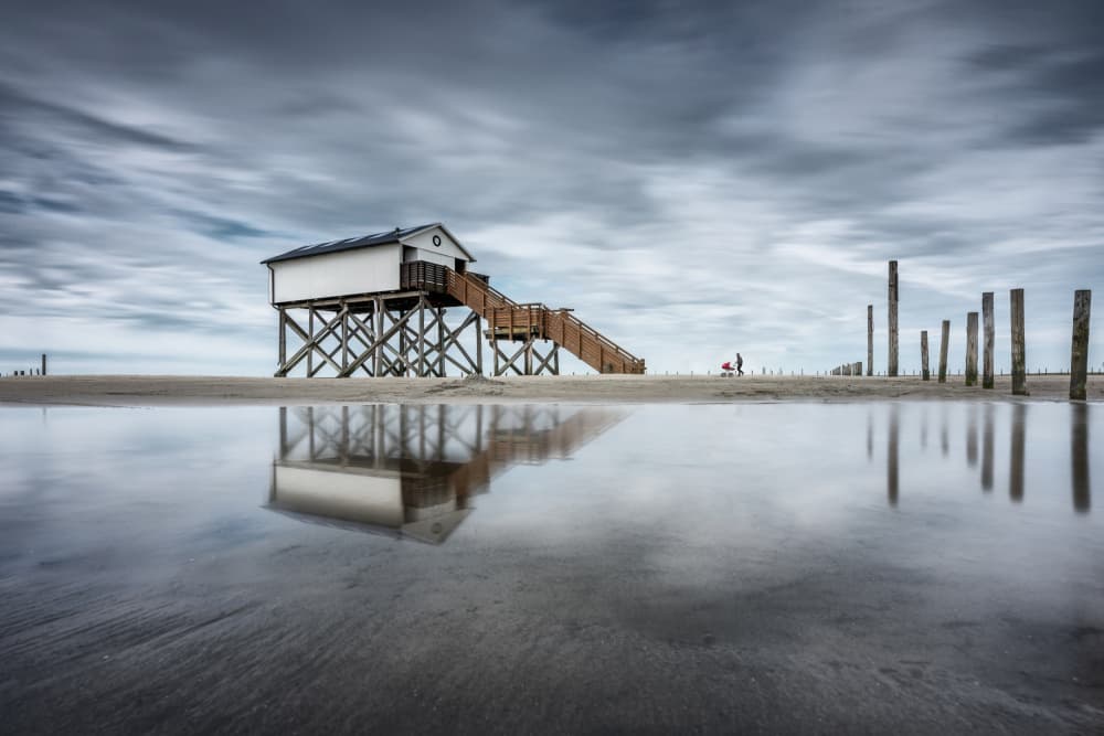 Coastal Stilt House Reflection by fotomarion — canvas wall art