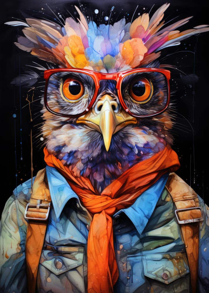 Vibrant Bird Scholar by Justyna Jaszke — canvas wall art