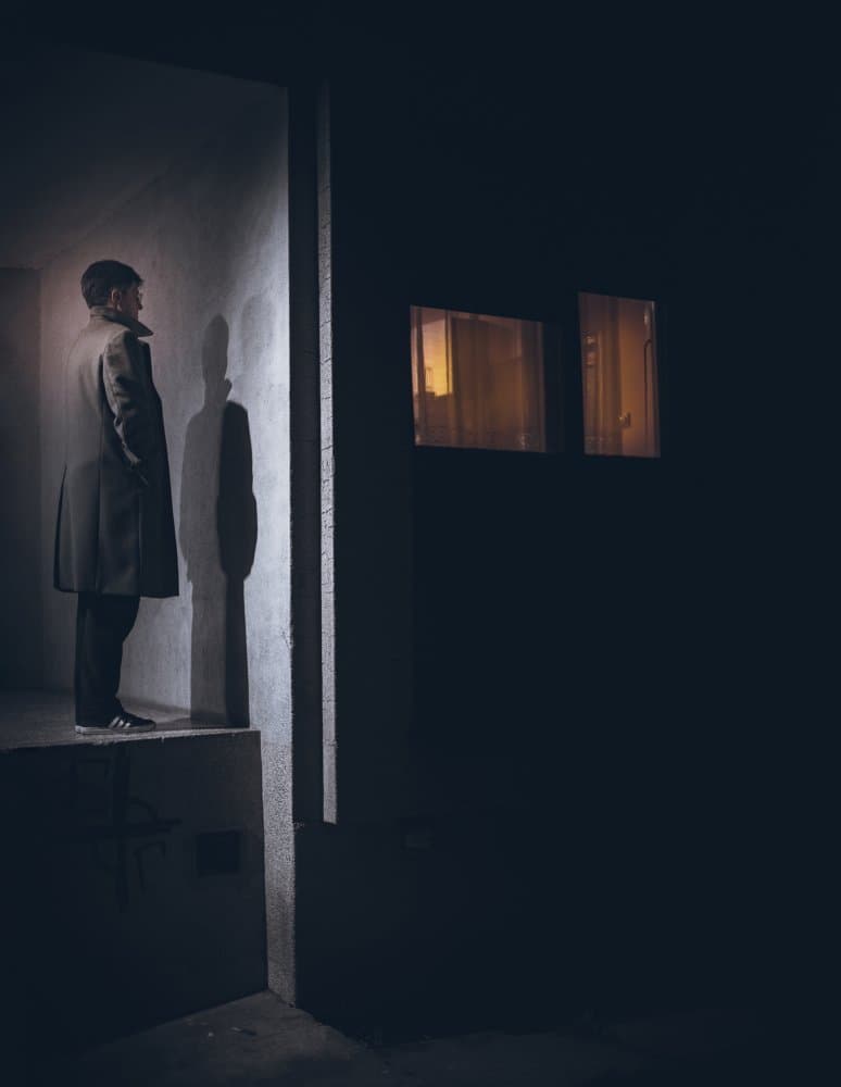 Shadowed Man at Night by Koki Jovanovic — canvas wall art