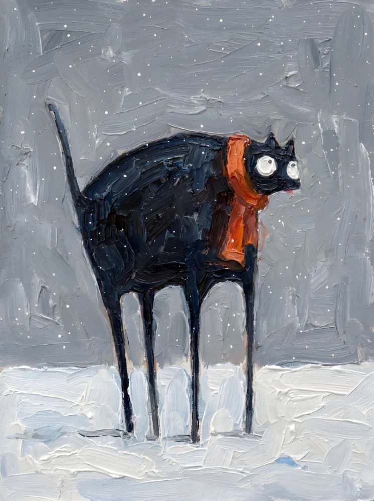 Funny Cat Orange Scarf by HUGO — canvas wall art