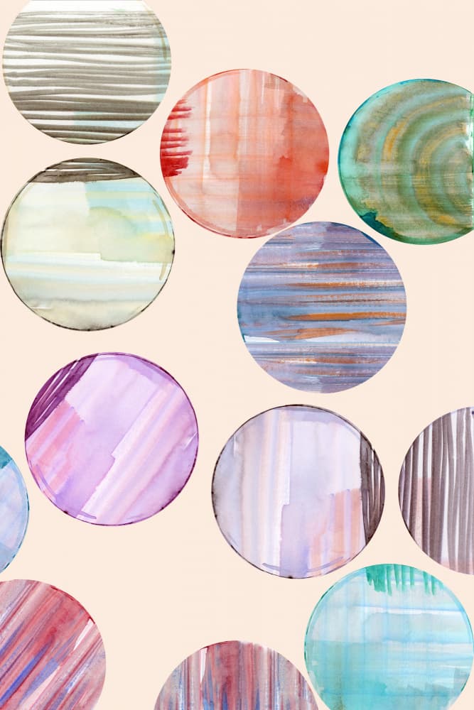 Colorful Watercolor Circles by cartissi — canvas wall art