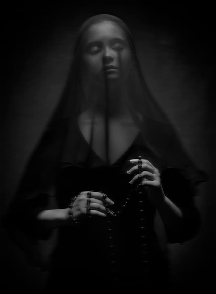 Veiled Woman Praying by Yuri Shevchenko — canvas wall art