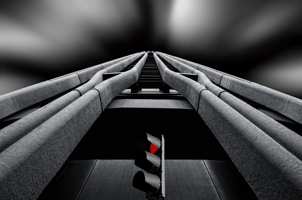 Modern Architecture Red Light by Alfonso Novillo — canvas wall art