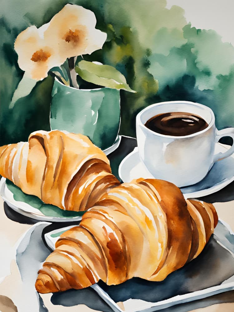 Fresh Croissants and Coffee