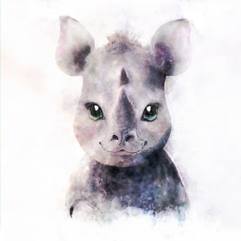 Sweet Rhino Gaze by Emel Tunaboylu — canvas wall art