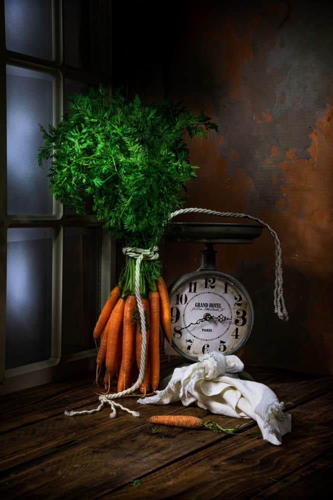 Rustic Carrots Still Life by Felice Angelino — canvas wall art