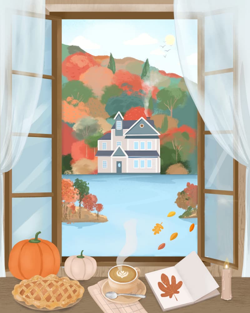 Autumn Cottage by Petra Lizde — canvas wall art