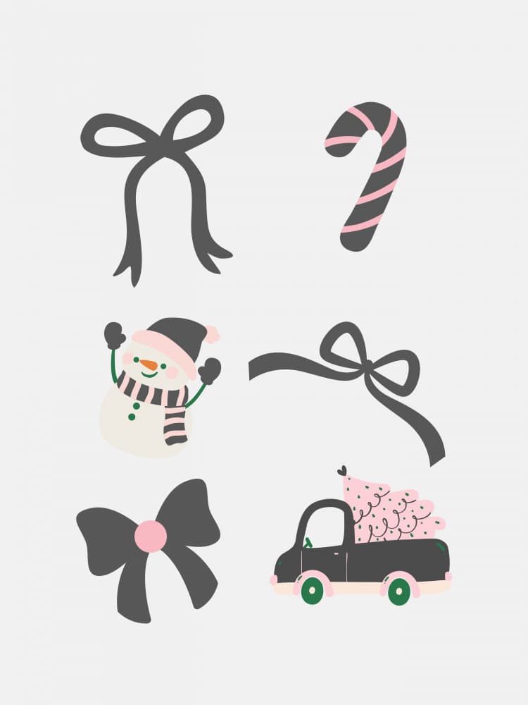Cute Christmas Bow Ensemble - Black by Jolly and Dash — canvas wall art