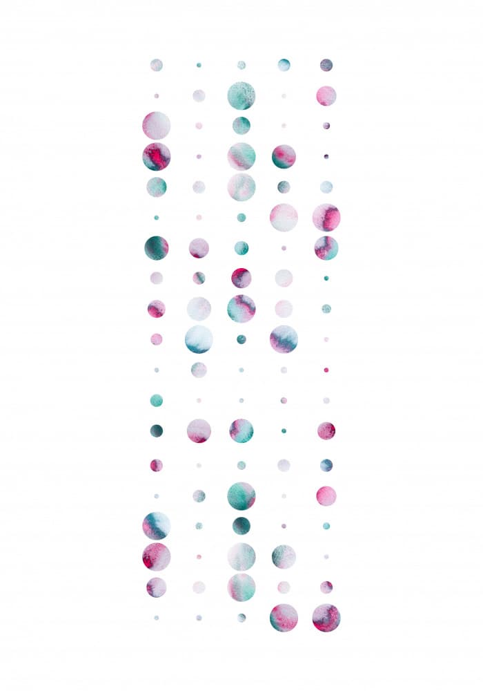 Pink Teal Fluid Circles by Fabiana Silveira — canvas wall art