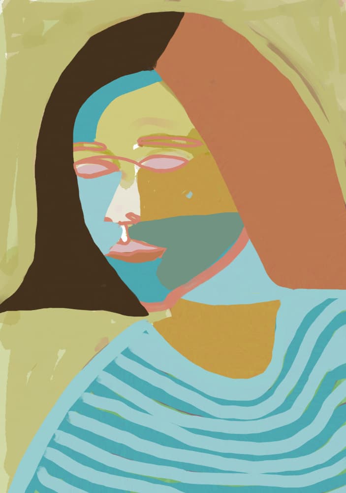 Pensive Woman Portrait by Sharyn Bursic — canvas wall art