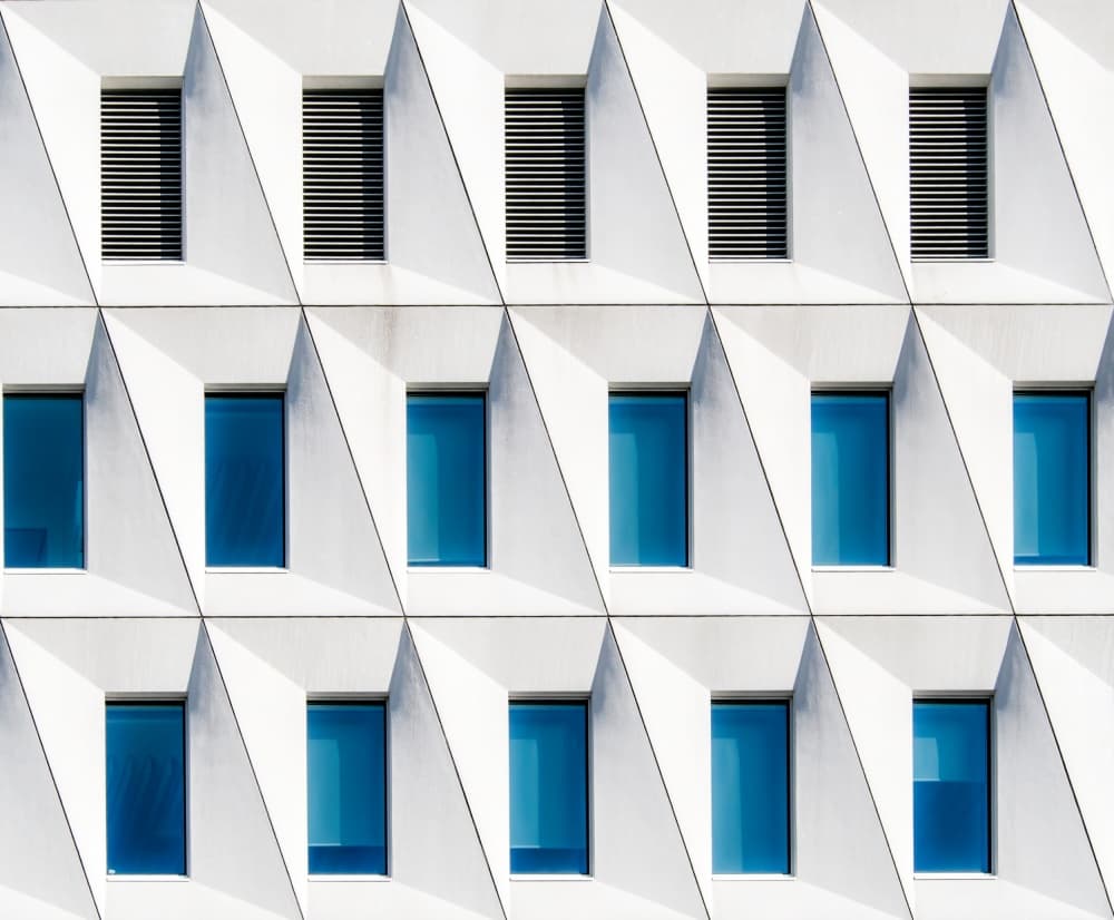 Modern Geometric Facade by Luc Vangindertael (laGrange) — canvas wall art