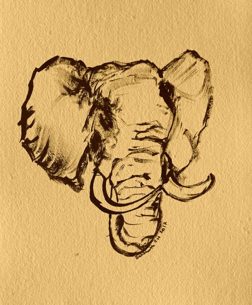 Wild Elephant Sketch by Santhosh ch — canvas wall art