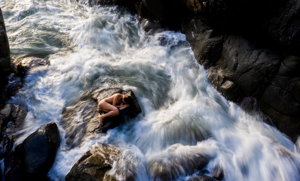 Nude Woman Ocean Waves by Tran Van Truong — canvas wall art