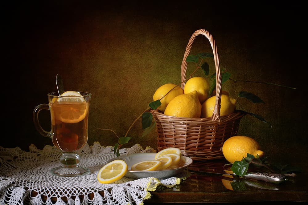 Lemon Tea Still Life by Tatyana Skorokhod — canvas wall art