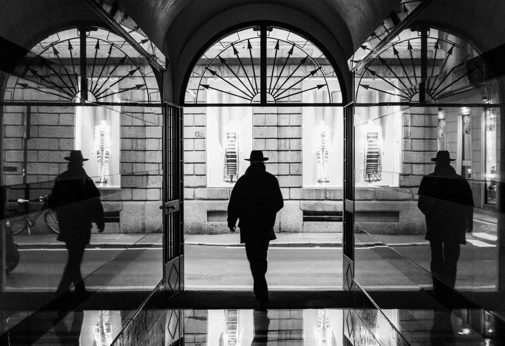 Mysterious City Reflection by Pristine Clothes — canvas wall art