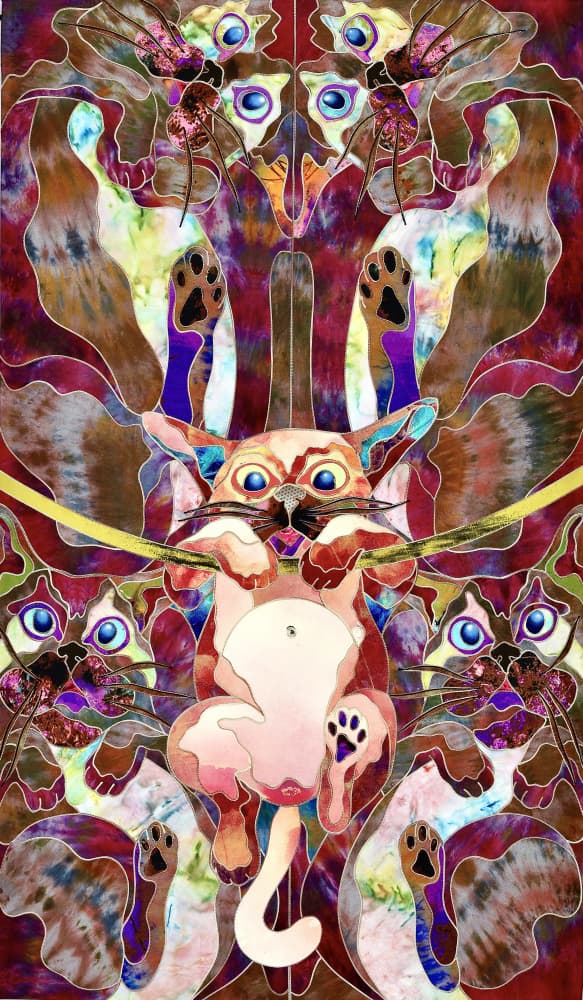 Playful Stained Glass Cat by Kostyantin Malginov — canvas wall art