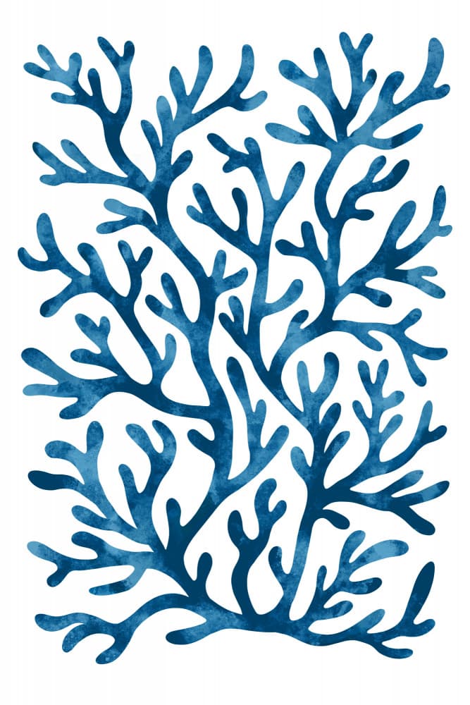 Deep Blue Coral Branches by EMELIEmaria — canvas wall art