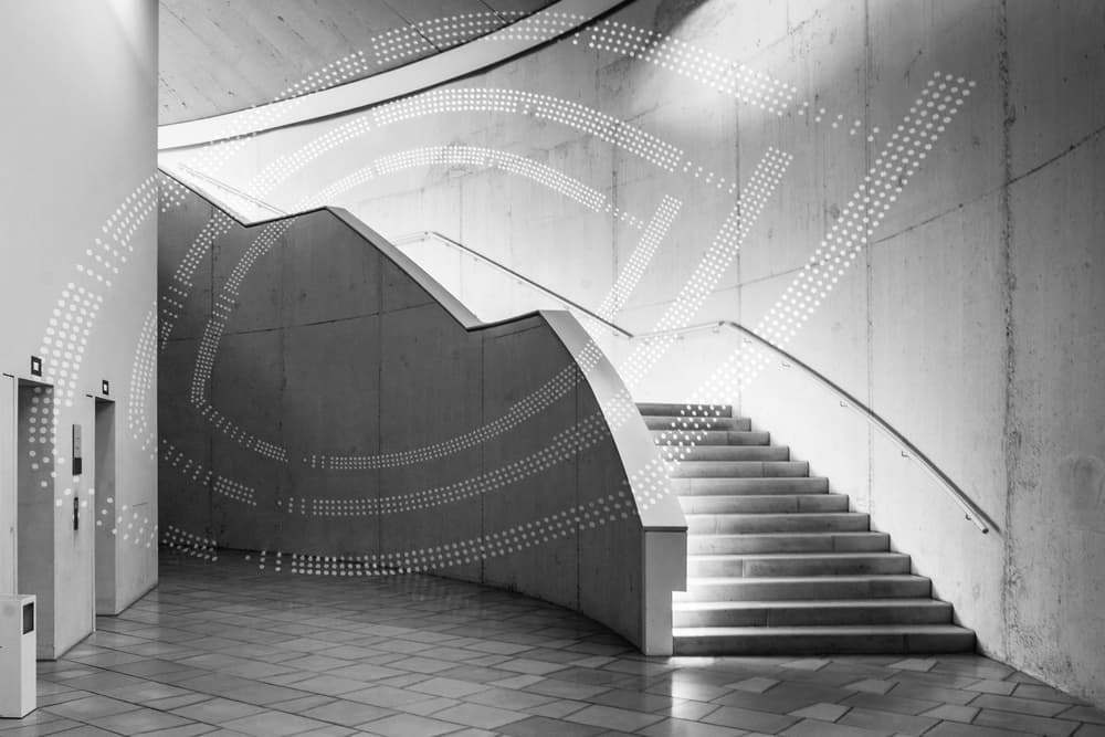 Futuristic Concrete Stairwell Pattern by Luc Vangindertael (laGrange) — canvas wall art