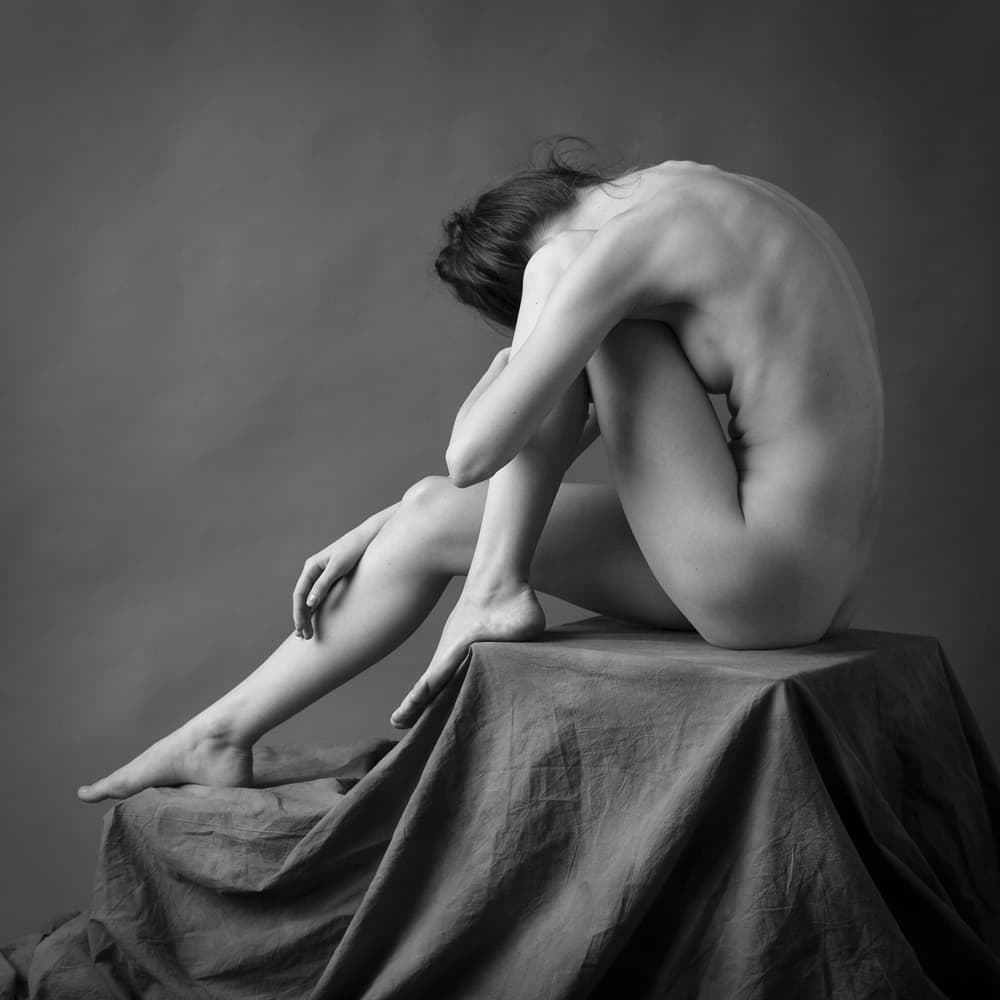 Introspective Seated Nude by zanzib — canvas wall art