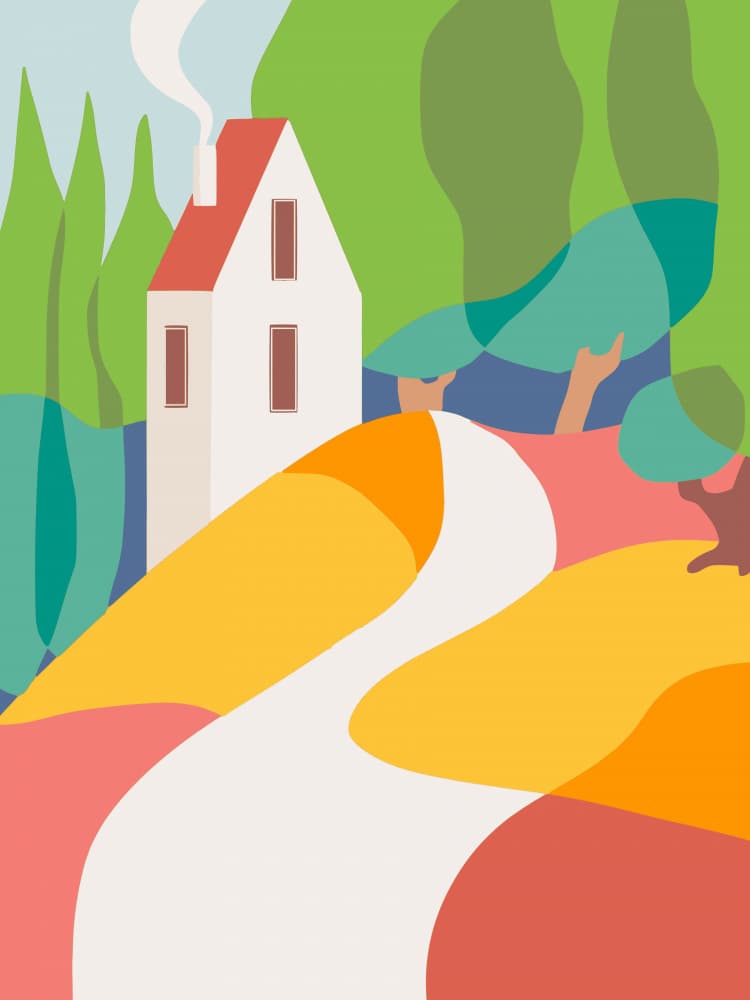 Idyllic Hillside Home by Little Dean — canvas wall art