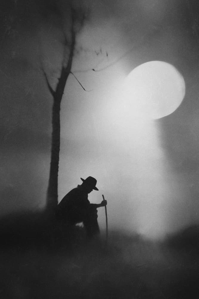 Lone Figure Moonlight by Jay Satriani — canvas wall art