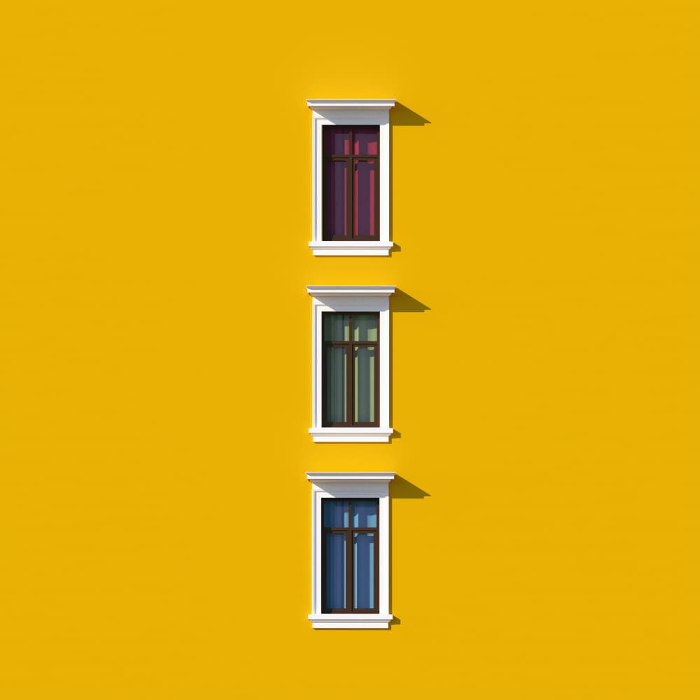 Yellow Wall Colorful Windows by Antonyus Bunjamin (Abe) — canvas wall art