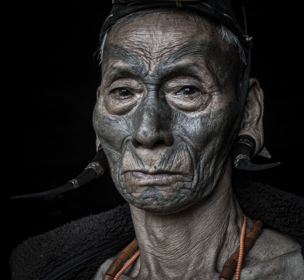 Tattooed Tribal Elder by Elena Molina — canvas wall art