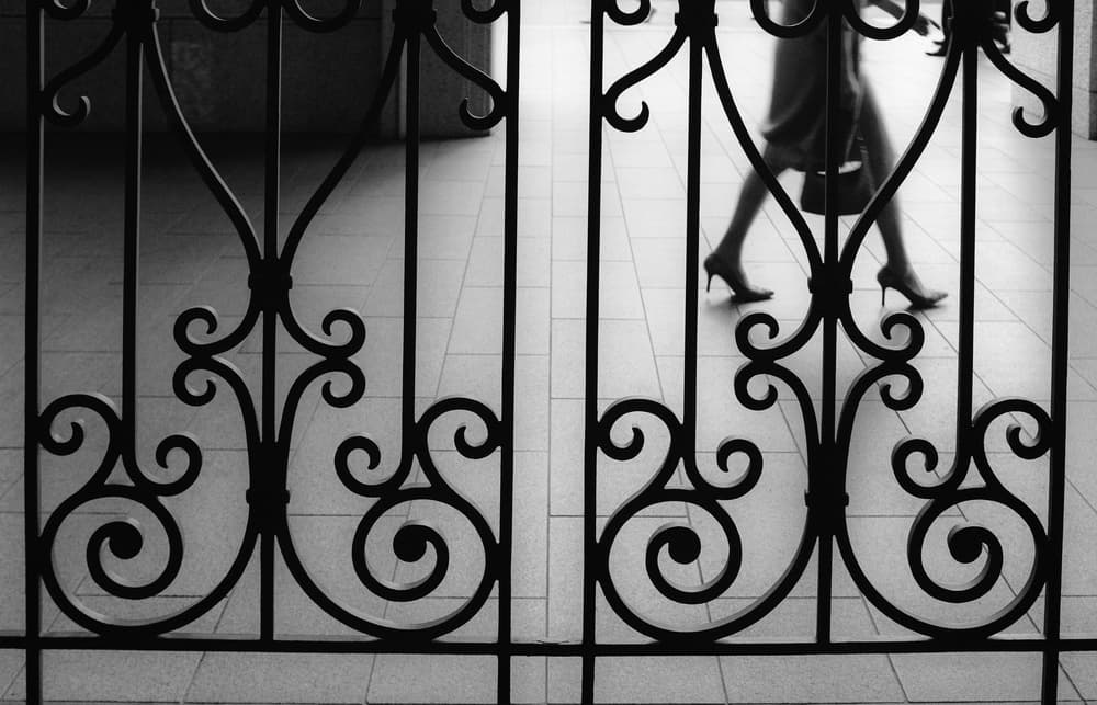 Ornate Gate Woman Walking by Masahiro Miyagi — canvas wall art