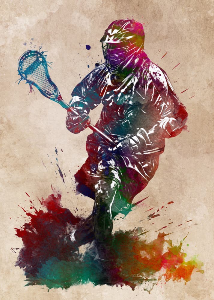 Colorful Lacrosse Action by Justyna Jaszke — canvas wall art