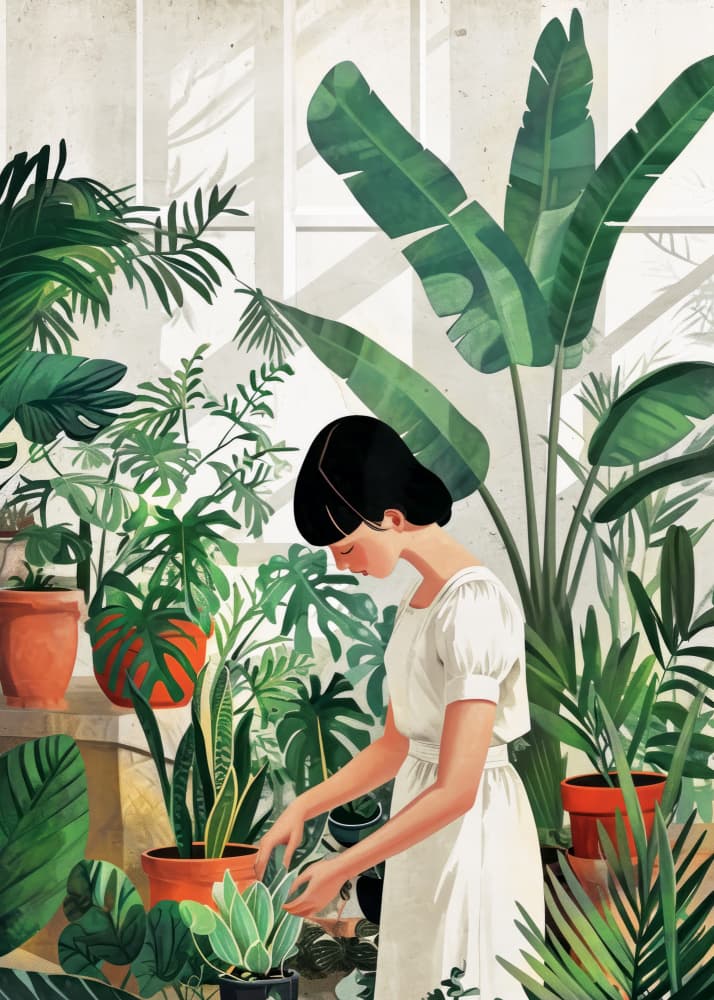 Plant Lover  Watercolor Digital Painting (2) by Justyna Jaszke — canvas wall art