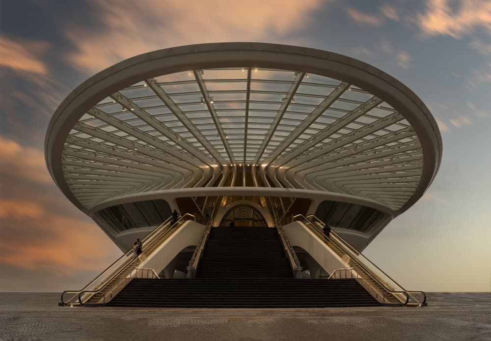 Grand Modern Station Evening by monique gilleman — canvas wall art