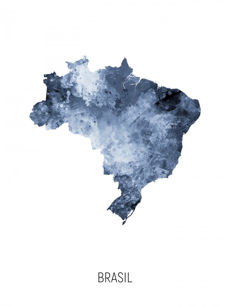 Abstract Brazil Map by Michael Tompsett — canvas wall art