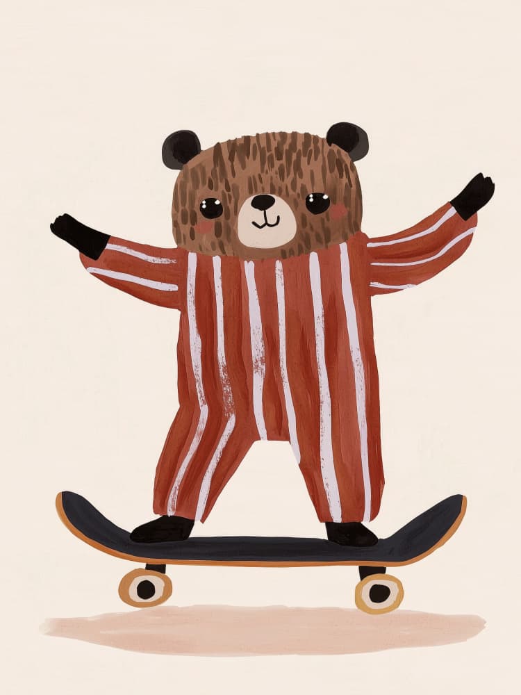 Skater Bear Joy by Treechild — canvas wall art