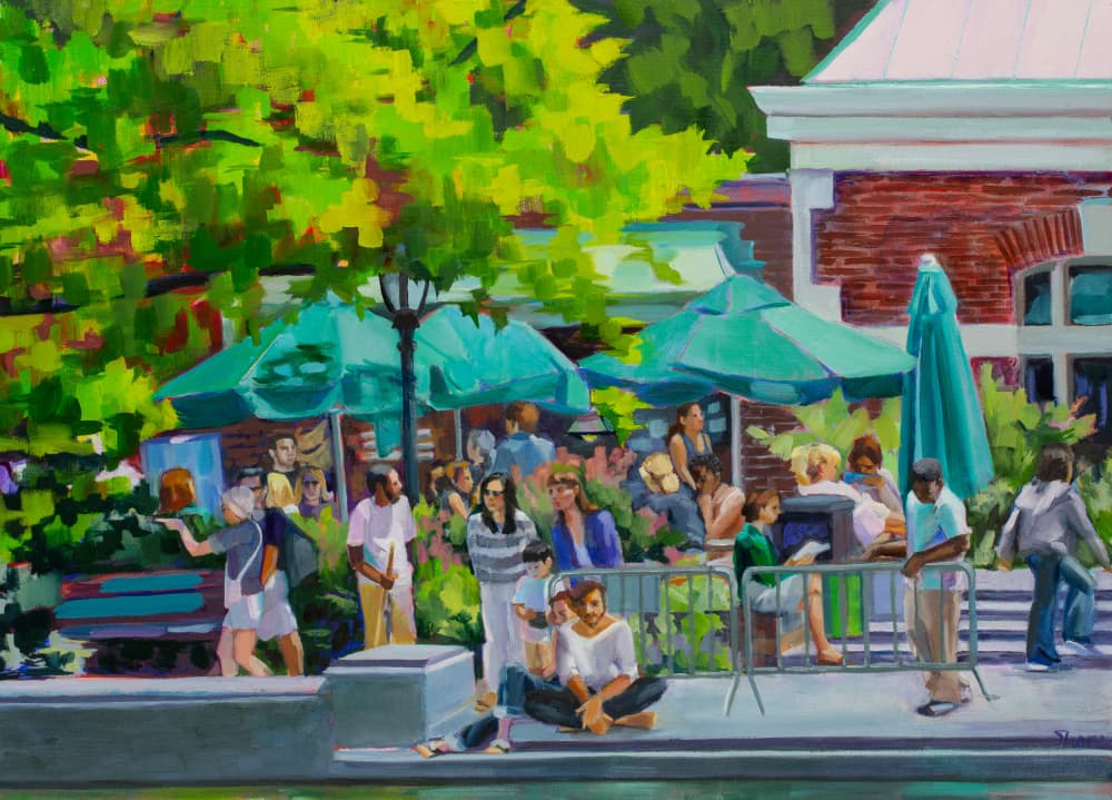 Lively Park Cafe by Maxine Shore — canvas wall art
