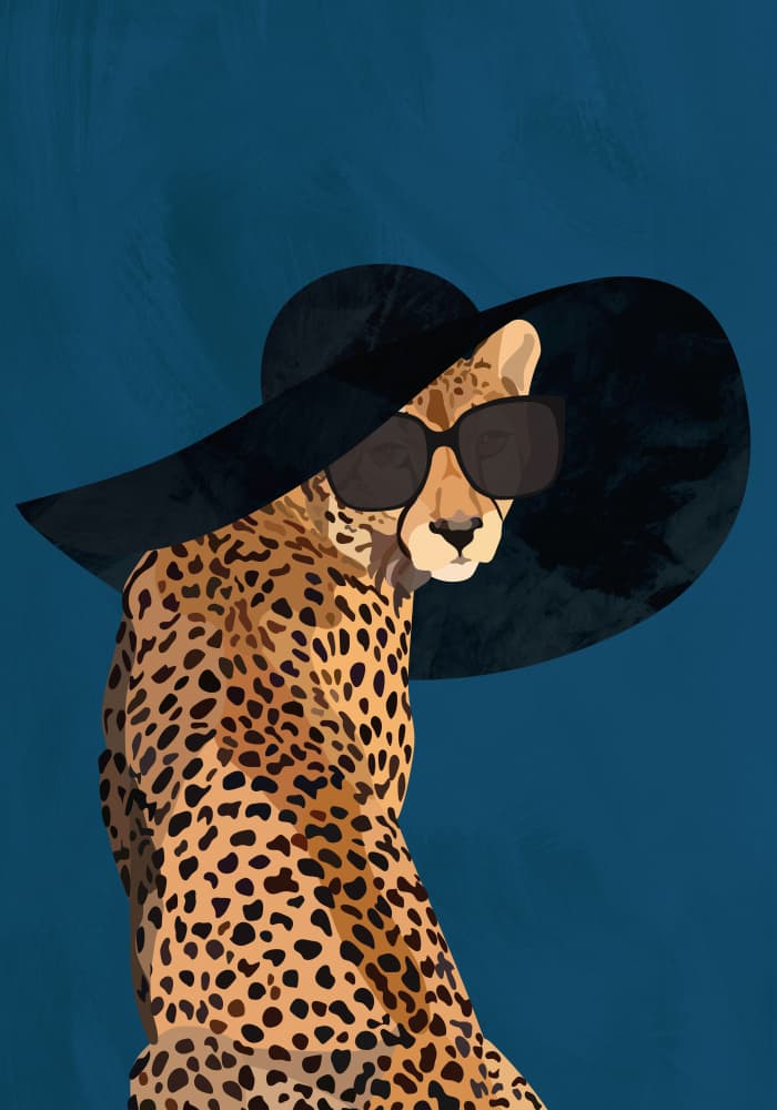 Chic Cheetah in Hat by Sarah Manovski — canvas wall art